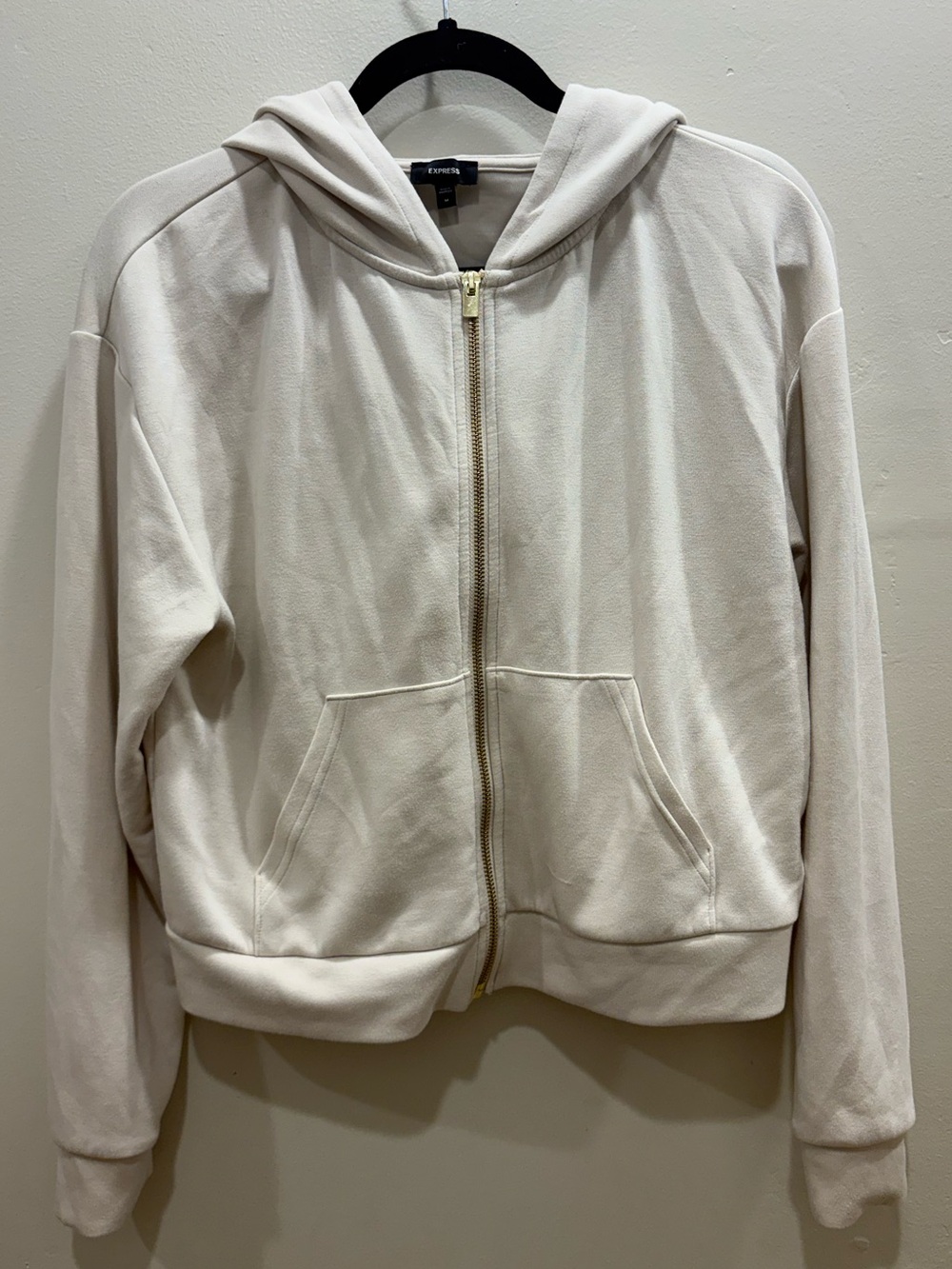 Express Cream Zip Up Hoodie Medium Soft Stretch